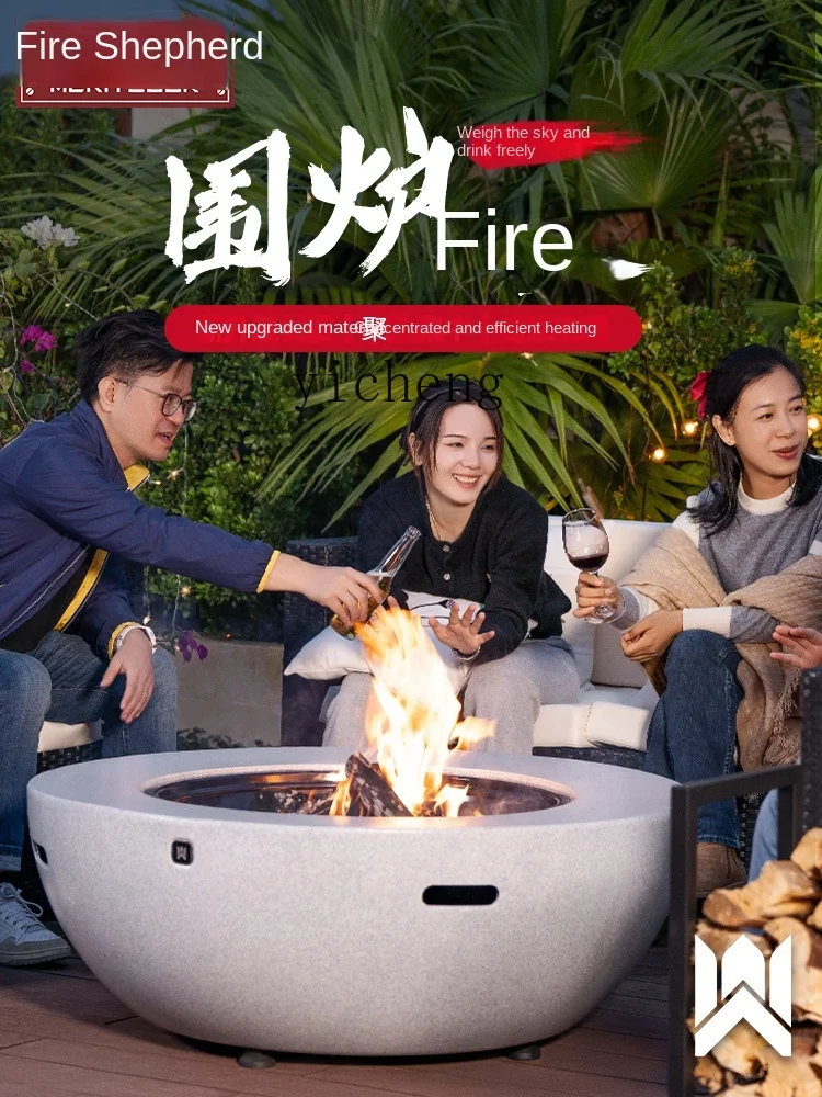 Tqh Enclosure Furnace Outdoor Household Burning Fire Table round Metal Campfire Party Stove