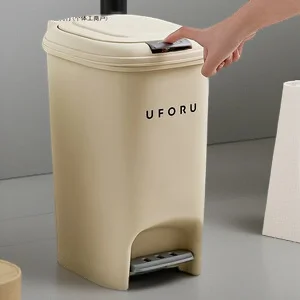 

Большой вместительный сенсорный бак для мусора с крышкой, водонепроницаемый двойной открытый контейнер с педалью для ванной комнаты, туалета, домашний контейнер для мусора