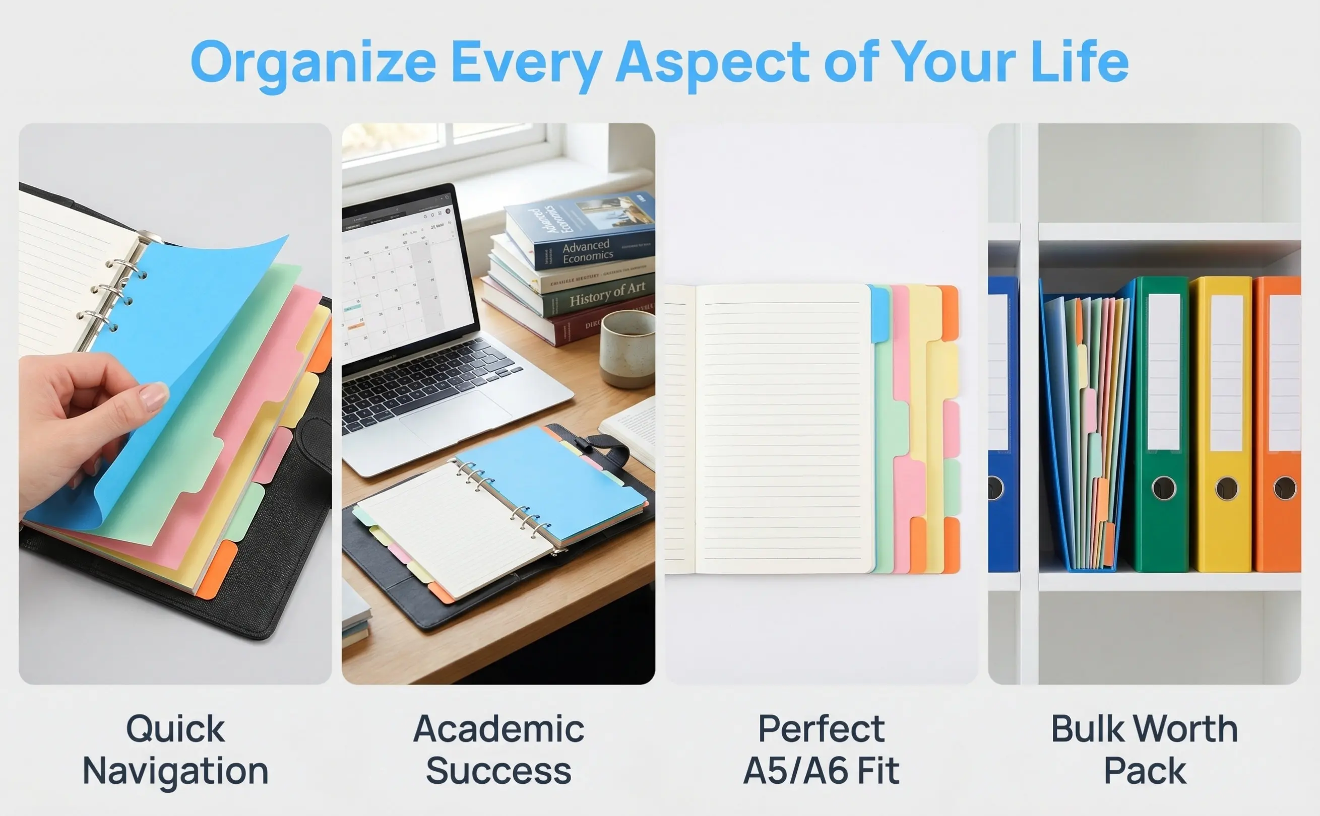 Index Tab Divider - 30Pcs Colored Index Dividers Loose-Leaf High-Quality