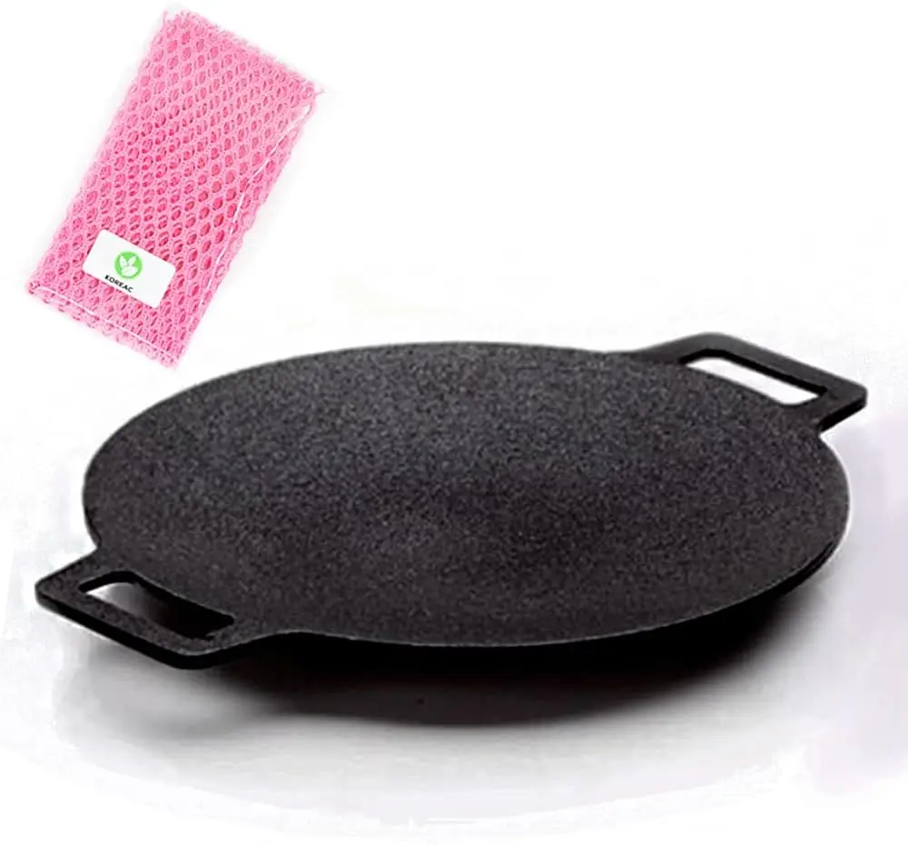 

Корейская сковорода-гриль с антипригарным покрытием, круглая, 14,2 дюйма [Круглая сковорода-гриль 14,2 дюйма + сумка] Натуральный материал, 6-слойное покрытие