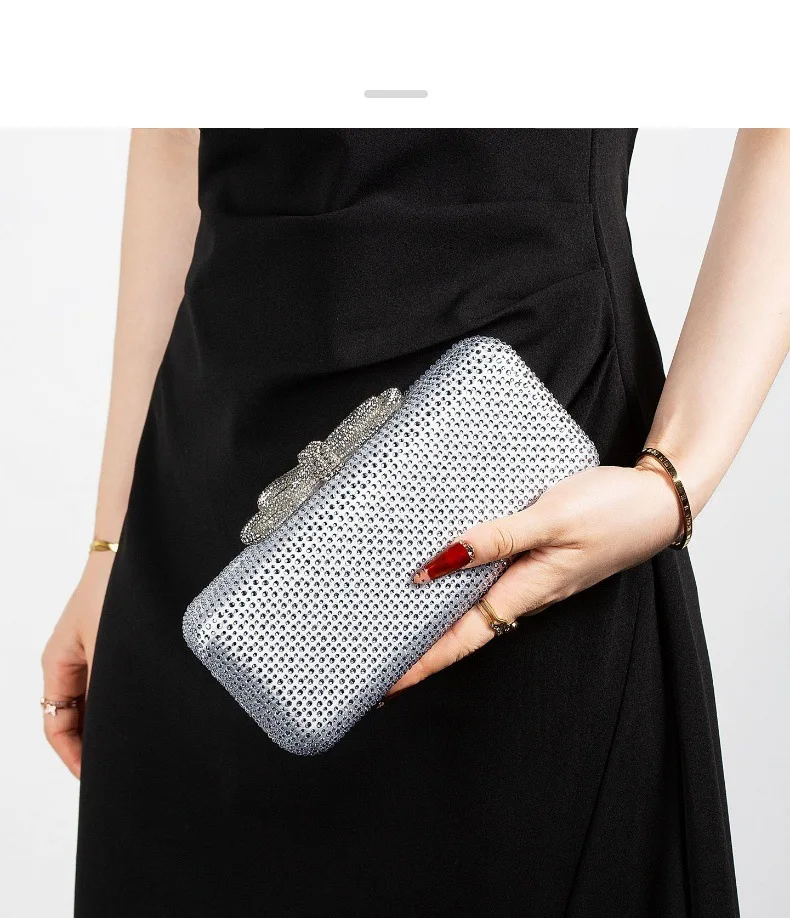

New Rhinestone Evening Bag for Women Fashion Rectangle Shoulder Crossbody Clutch Party Bride Prom Handbag