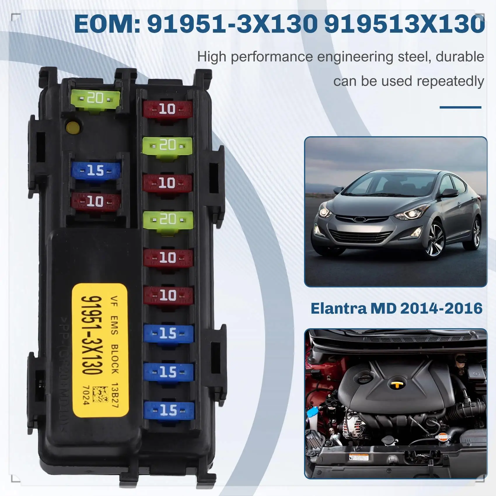 Engine Small Fuse Box For Hyundai Elantra MD 2014-2016 Engine Fuse Box Assyeng Module 91951-3X130 919513X130