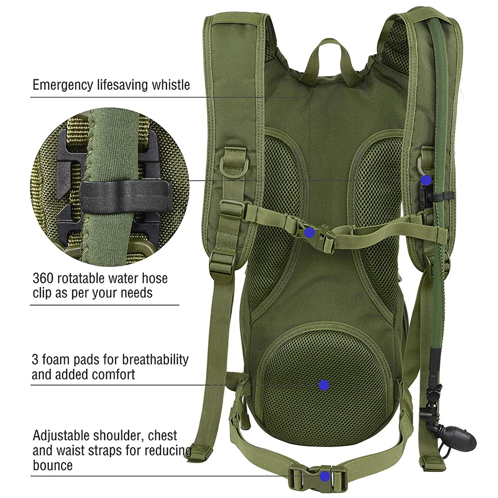 Imagem -03 - Tactical Molle Hidratação Pack Mochila Mochila Militar para Ciclismo Camping Caminhadas Corrida Escalada Bexiga de Água