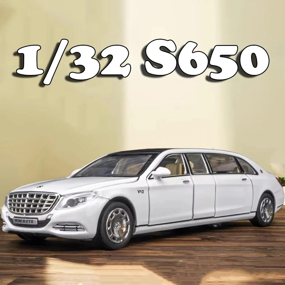 1:32 S650 C260 Model Toy Miniature Cars Alloy Diecast Sound Light Doors Opened Pull Back Simulation Vehicle Toys for Boys Gifts