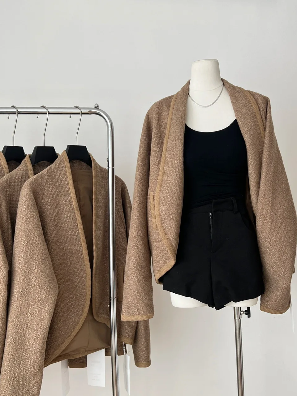 

Ele винтажное шерстяное открытое пальто-кардиган, женское свободное длинное пальто ort Sve, верблюжий цвет, теплая верхняя одежда для поездок на работу Sle Fem