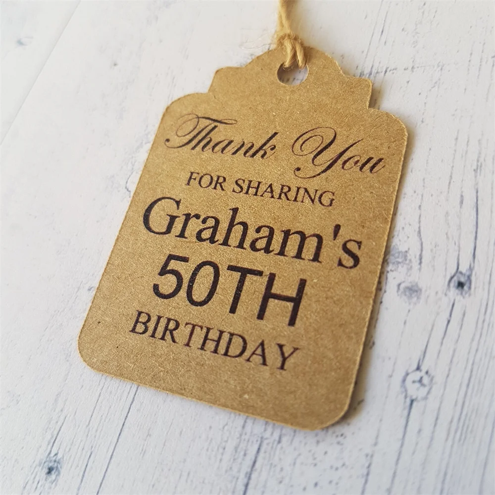 50pcs Brithday Party Gift Tags, Personalised Birthday Celebrations Party Bag labels, Thank You For Sharing My Birthday