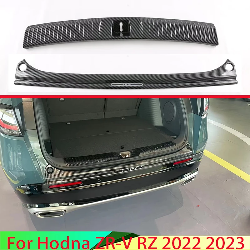 For HONDA ZR-V RZ 2022 2023 Carbon Fiber Style Rear Bumper Protection Window Outside Trunks Decorative Plate Pedal