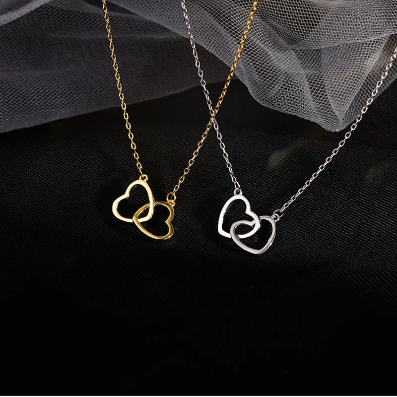 

New 925 Sterling Silver Heart Necklace Simple Geometric Shape Charm Pendant Choker Birthday Gift Women's Exquisite Jewelry