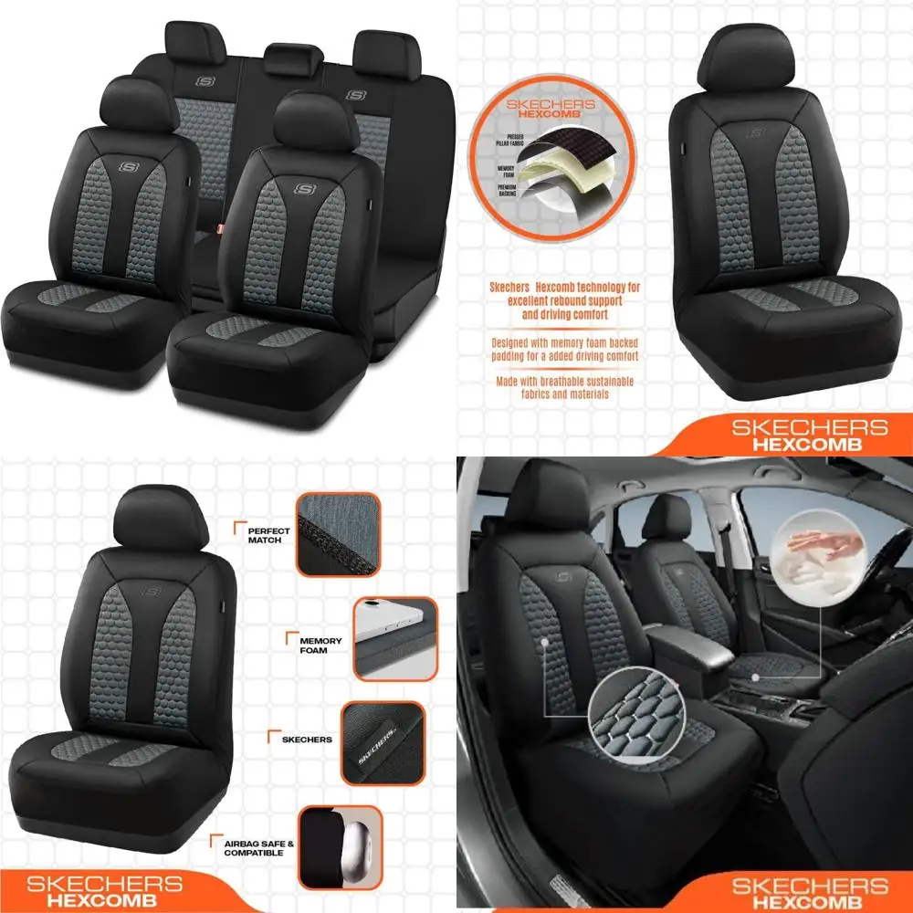 

Skechers Memory Foam™ Car Seat Cover Full Sets, Hexcomb Breathable Thick Seat Covers, Airbag Compatible, Automotive Comfort & Pr