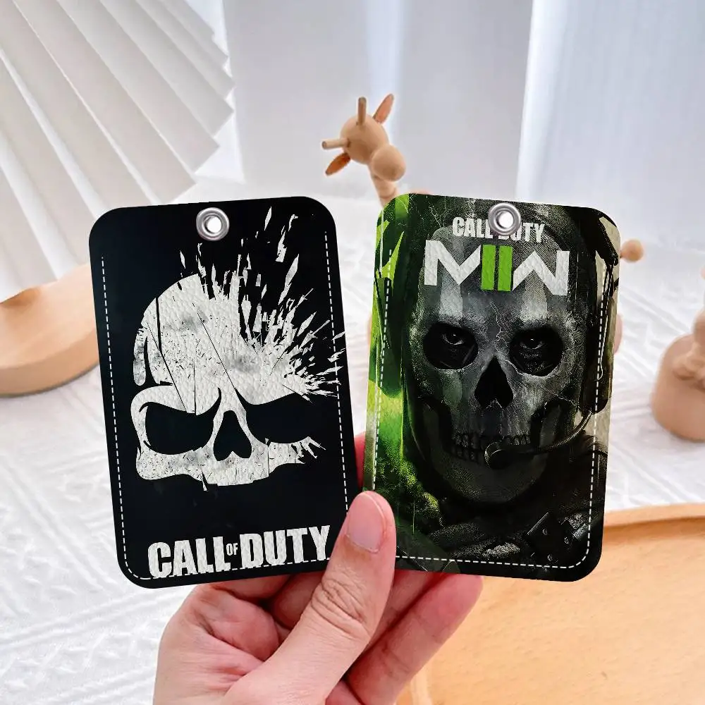 

Game C-call Of D-duty 1Pc PU Leather Card Holder Keychain Key Ring Door Lock Access Tags ID Card Case Keychain Card