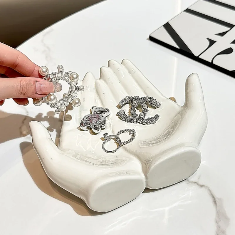 

Ceramic Storage Tray for Dressing Table High-grade Cosmetic Jewelry Sundries Tray Porch Palm Storage Box Coffee Table Desktop