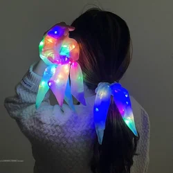 1pcs LED Luminous Scrunchies Hairband Ponytail Holder Headwear Elastic Satin Hair Bands Girl Hair Accessories for Party