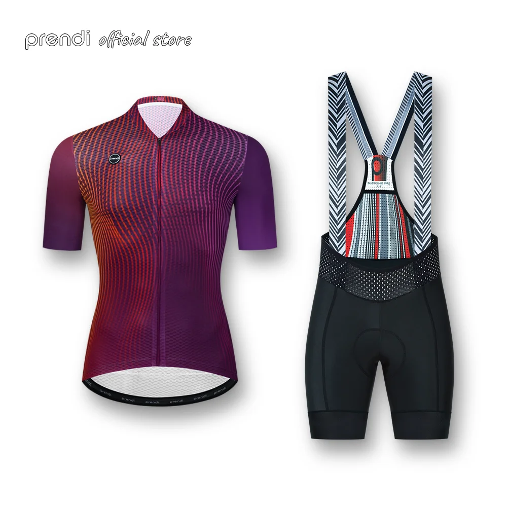 

PRENDI Men Cycling Jersey With Bib Shorts Sets Gel Pad Pro Mountain Bike Clothing Summer MTB Ropa Ciclismo Outfit Bicicletas