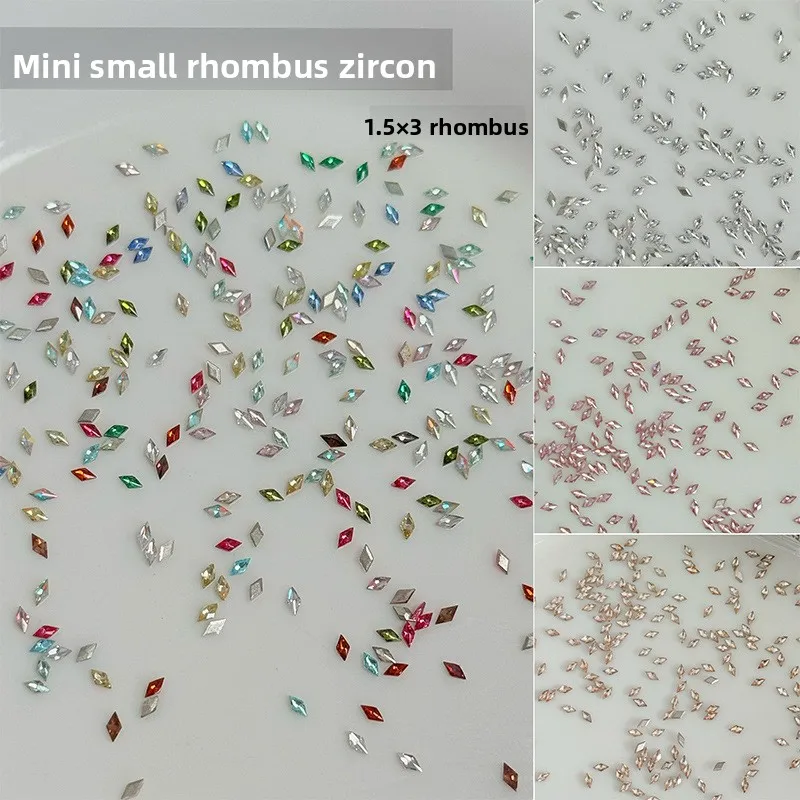 50pcs Mini Rhombus Cubic Zirconia Nail Charms Super Shiny Christmas Snowflake Small Flatback Mixed Nail Diamond Art Supplies Set