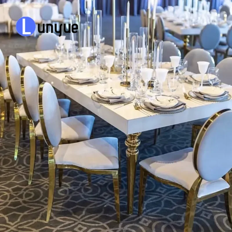 Luxury Modern 1 Piece Dining Table Elegant Glass MDF Top for Wedding Events Banquets Outdoor Halls Home Decoration Furniture