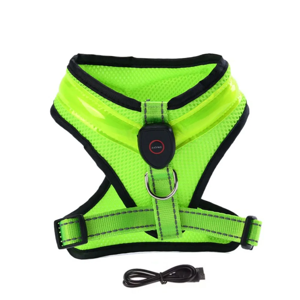 

Practical Luminous Pet LED Harness Rechargeable Waterproof Dog Traction Harness Breathable Dog Vest Night