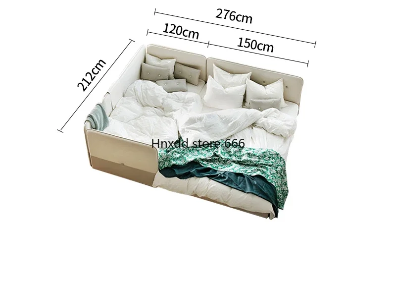 

Nordic tatami bed Korean leather pedal meter splicing widened multi-person soft bag bed queen bed