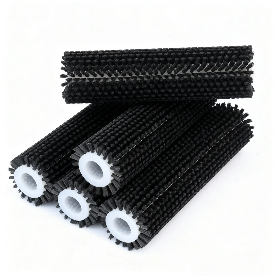 Black Industrial Machine Nylon Wire Wheel Brush Deburring Abrasive Cleaning Brush For Polishing Hollow Cylinder Dust Removal