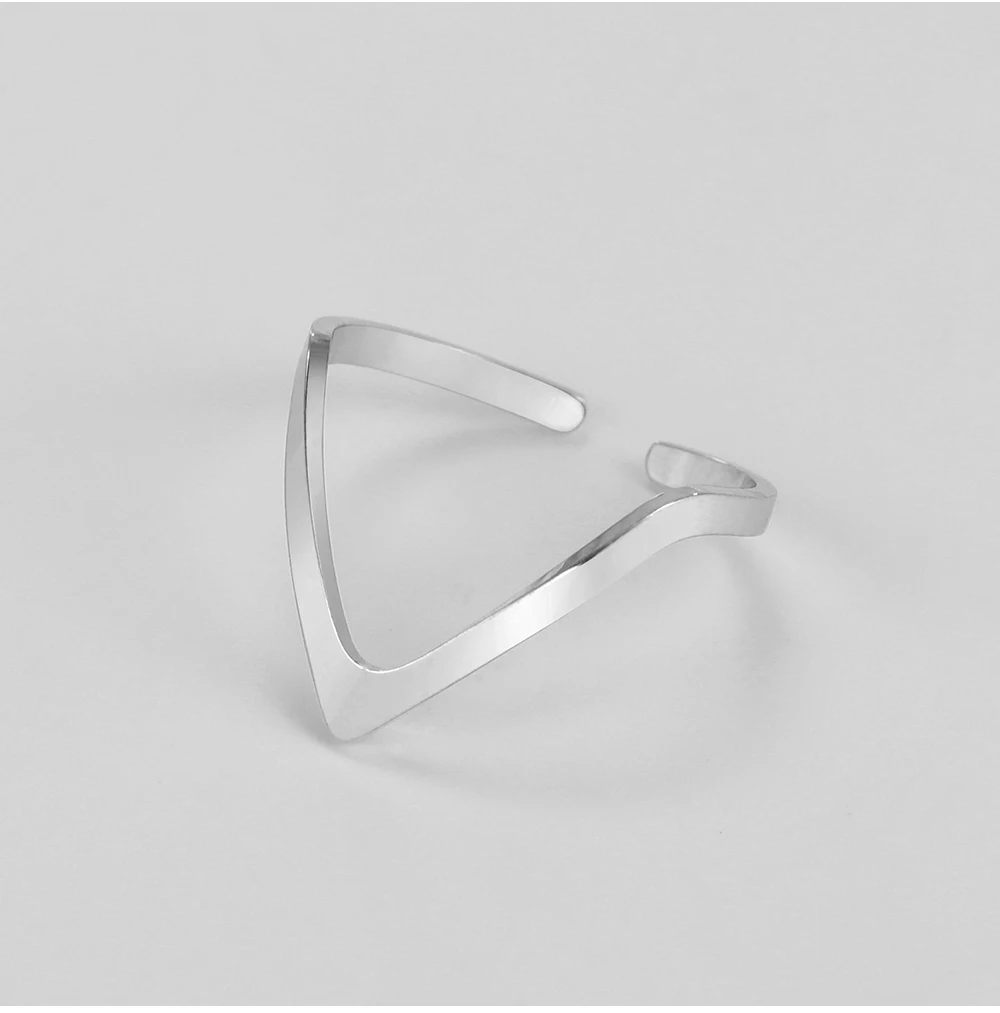 COOLTIME Unregelmäßiger Chevron-V-Ring aus Edelstahl, verstellbare Ringe für Frauen, minimalistischer Schmuck, Großhandel, Geschenk zum Frauentag – Detail 8