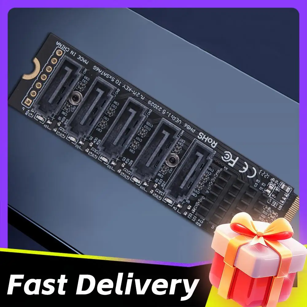 

M.2 MKEY PCI-E Riser Card M.2 To SATA 3.0 Expansion Card NVME To SATA Adapter Card Support PM Function SATA3.0 Adapter