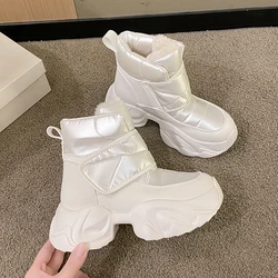 Fashion Snow Boots Women Waterproof Keep Warm Plush Platform Shoes Female Lace Up Mid-Calf Boots Winter Shoes Botas Femininas