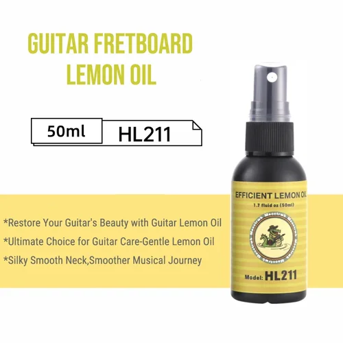 Imagen 2 del producto Kit todo en uno de limpieza de guitarra, diapasón, aceite de limón, limpiador de cuerdas, enrollador de cuerdas de guitarra para mantenimiento de limpieza de guitarra