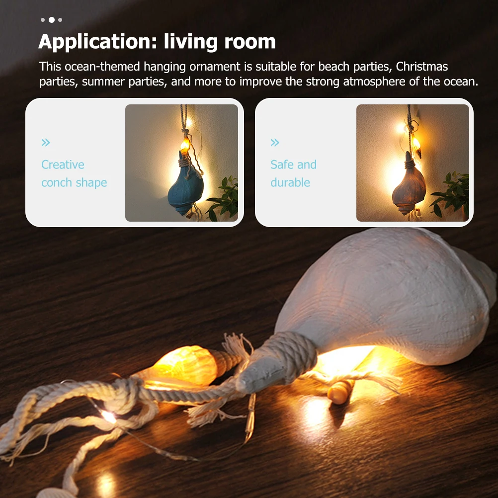 

Conch Decor Hanging Art Mediterranean Ornament Coastal Home Pendant Resin Material Compact Size Beach Kitchen Bedroom Accent Art