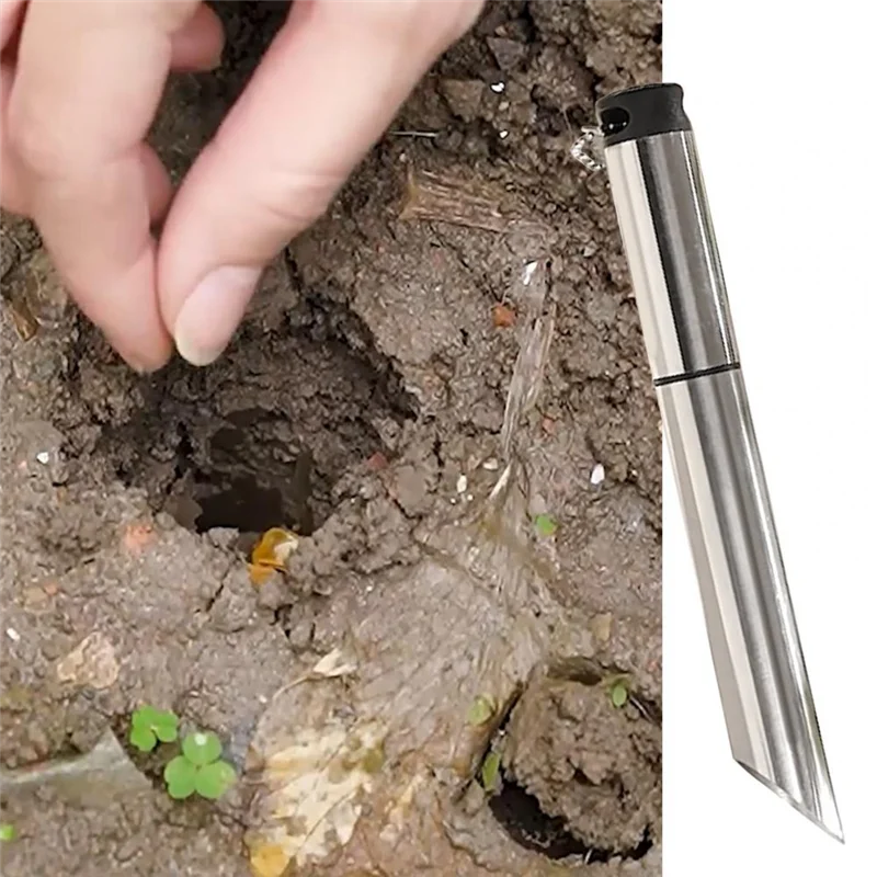 1 pz punzone per piantare il terreno in acciaio inossidabile design smussato pianta semina per fori con cordino