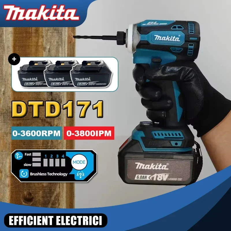 

Makita DTD171 Brushless Impact Driver Rechargeable Screwdriver Drills Cordless Power Tools 18V BL Motor Bare Tool Unit