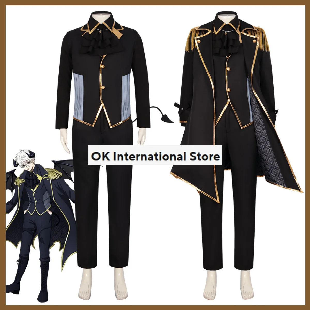 Ngels e Demônios Anime Cosplay para homens, Nagi Seishiro, casaco longo preto, uniforme de Halloween, terno carnaval, fechadura azul