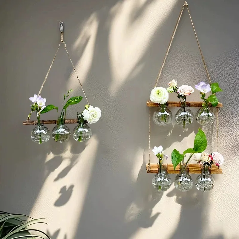 Ins Hydrokultur Reagenzglas Vase Serie Wand Holzrahmen Hydrokultur Dekorative Behälter Hause Dekoration Party Geschenk Vase