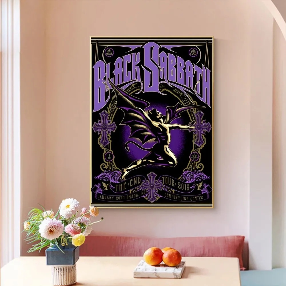 B-Black S-Sabbath Band Movie Sticky Posters Vintage Room Bar Cafe Decor Nordic Home Decor