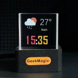 2PCS GIFTV Crystal Cube Photo Display Holographic Desktop Smart Weather Station Digital Clock with GIF Animations Album