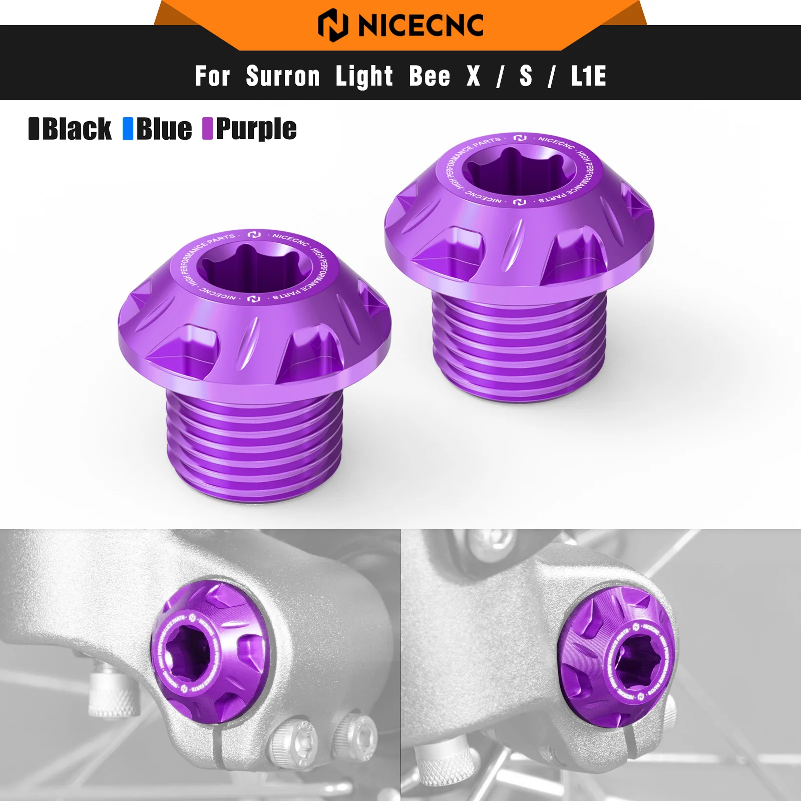 NICECNC For Surron light bee X S L1E Electric Dirt Bike 2023 2024 2025 Aluminum Front Wheel Axle Bolt Nut For Segway X160 X260
