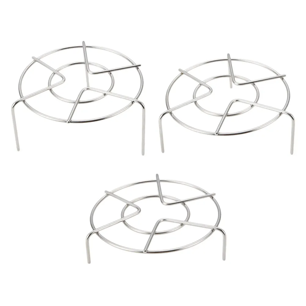 

3pcs Stainless Steel Steamer Rack Round Cooling Pot St Heat Resistant Easy Clean Kitchen Utensil Steam Cooker Waterproof Tray