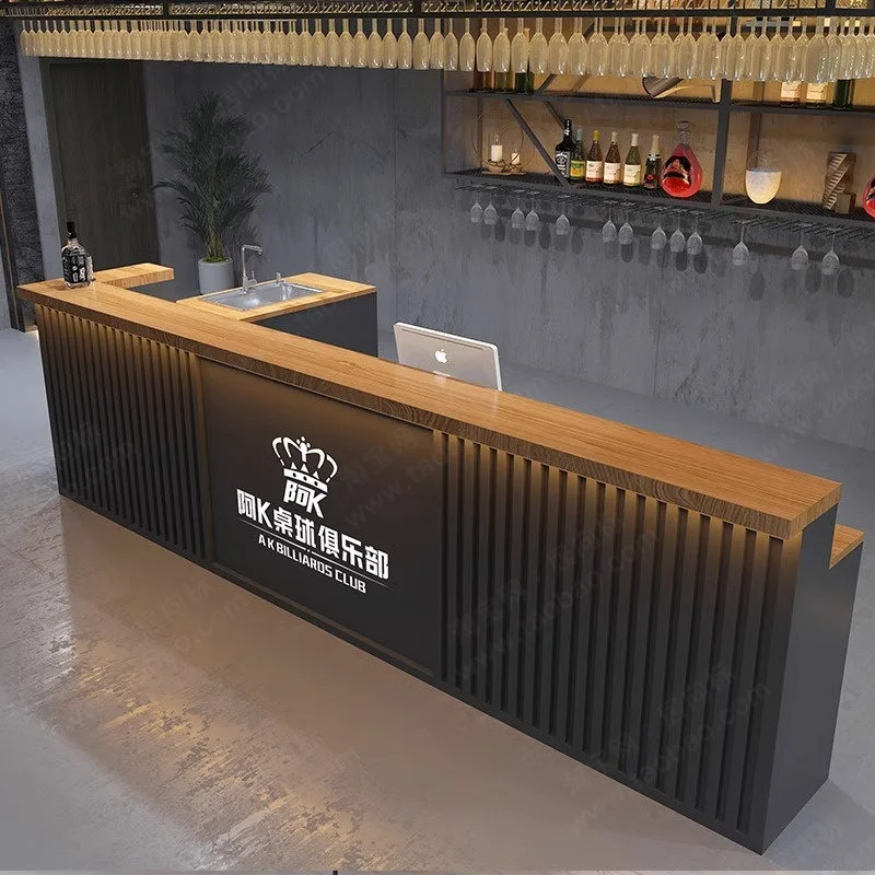 Industrial style bar bar table billiards hall wrought iron checkout page gym coffee shop double countertop reception counter