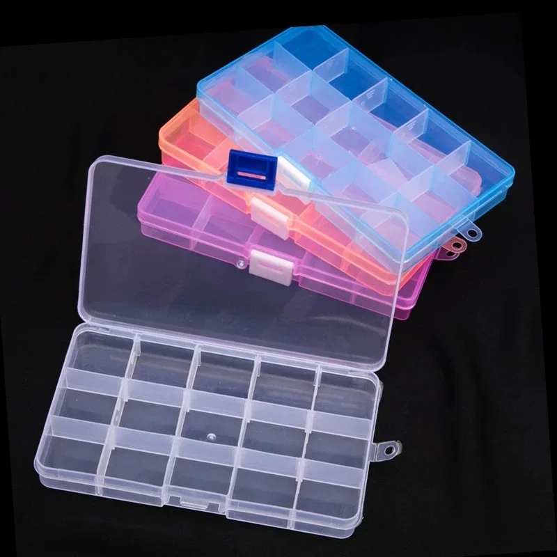 1pcs Plastic Storage Boxes Slots Packaging Clear Case Craft Organizer Box Jewelry Accessories 8Grids/10Grids/15Grids for Choose