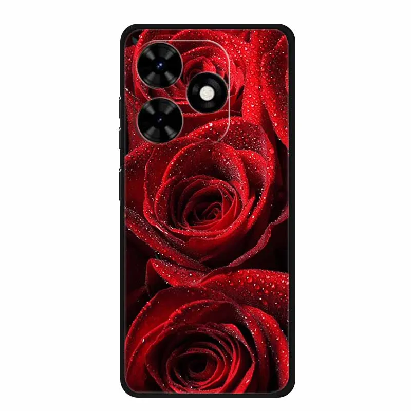 Tecno Spark Go 2024 케이스, 럭셔리 TPU 실리콘 소프트 백 커버, 휴대폰 케이스, Tecno SparkGo 2024 BG6, 충격 방지 플라워 펀다
