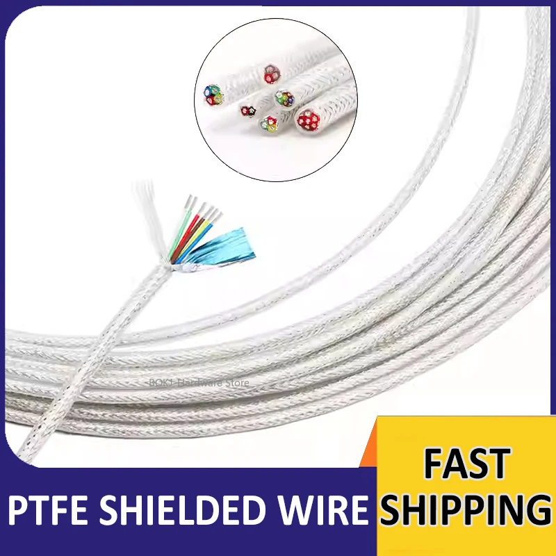 PTFE Silver Plated Shielded Wire multi-core high temperature resistant waterproof Signal Headphone Line Shielded Cable