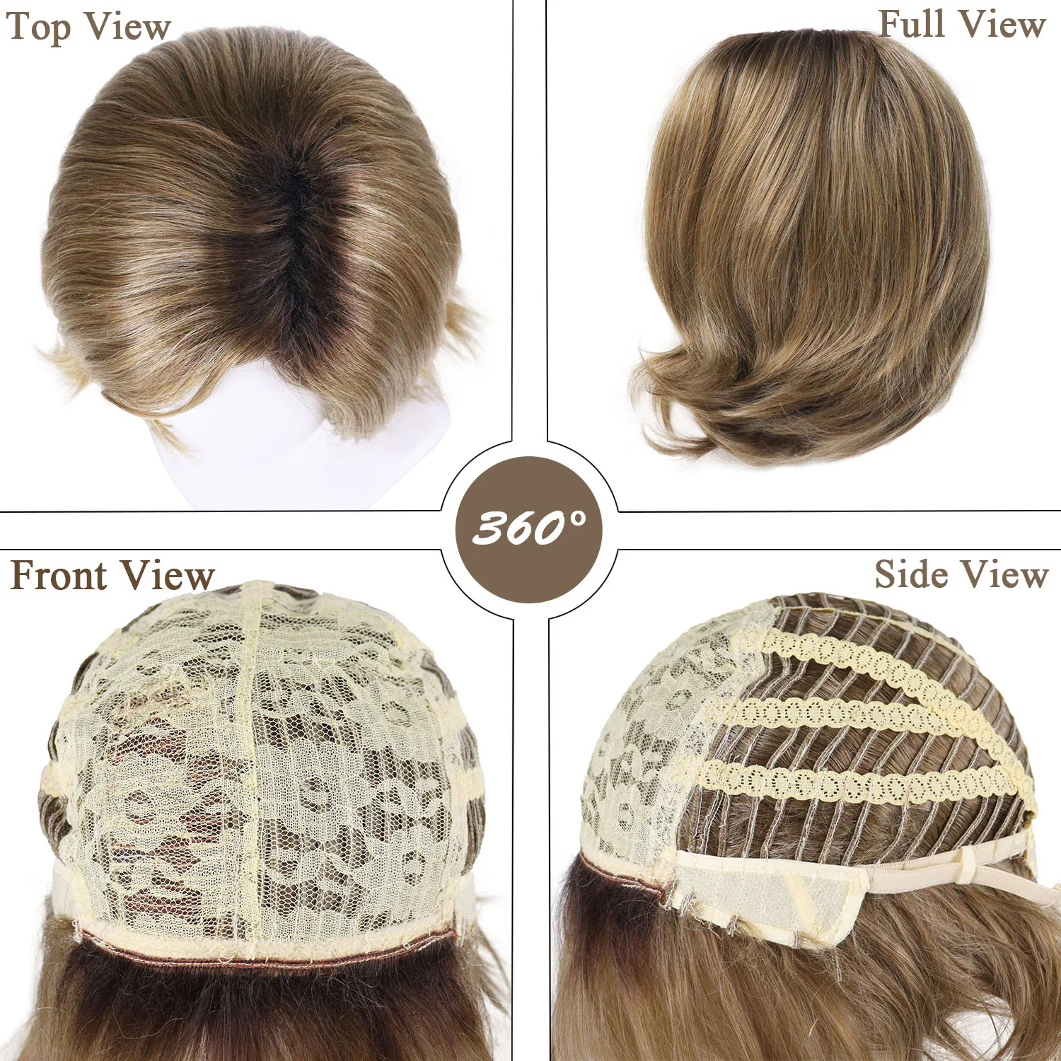 الألياف الاصطناعية براون الجانب الانفجارات شعر مستعار النمط الطبيعي للنساء قصيرة مجعد الباروكات الأم شعر مستعار الهدايا اليومية حفلة تأثيري شعر مستعار الإناث #4