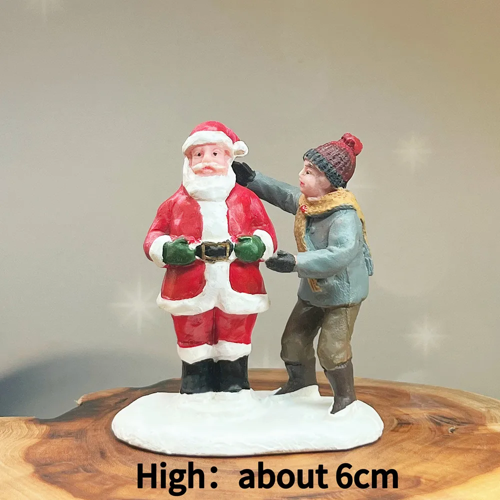 Christmas Santa Claus Resin Mini Figurine, Winter Village Desktop Ornament