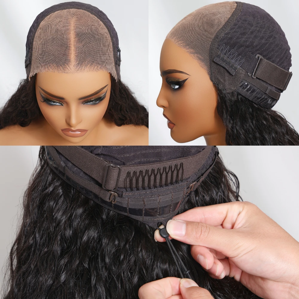 UNice Water Wave 7x5 Lace Closure Glueless Wig Human Hair Ready To Wear Pre Cut Pre Bleached Pre Plucked Human Hair Lace Wig