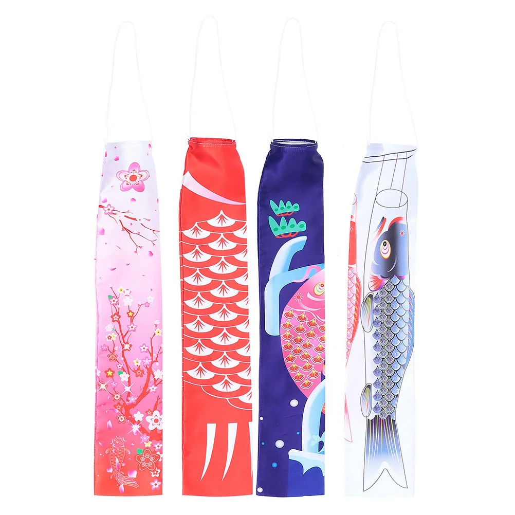 

4 Pcs Carp Streamer Japanese Silk Pendants Symbolism Restaurant Hanging Flag Outdoor Satin Wind Direction Flags