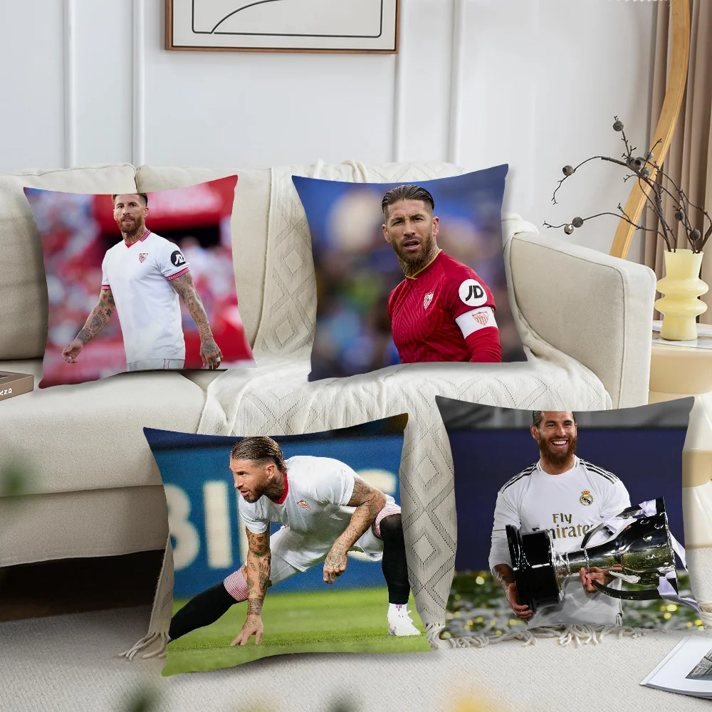 S-Sergio Ramos Pillow Case Square Cushion Room Bedroom Headboard Sofa Living Backrest Cushion Nap Time