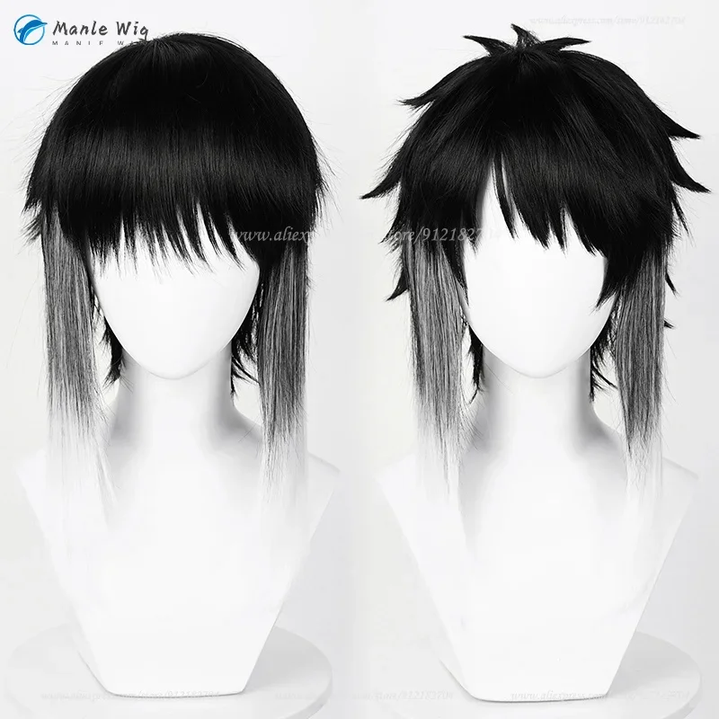 Akutagawa Ryunosuke Cosplay Wigs Short Black White Cosplay Anime Wigs Heat Resistant Synthetic Hair Party Wigs   Wig Cap