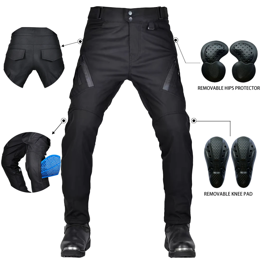 Motorcycle Upgrade Men Waterproof Windproof Reflective Riding Racing Pants with 4 X CE Armor Knee Hip Pads Motocross Trousers