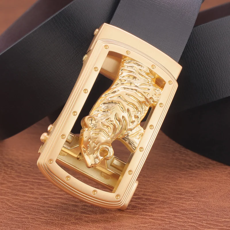 High Quality Automatic Buckle designer tiger belts men luxury leather fashion 3.5cm genuine male Casual cintos masculinos Z136