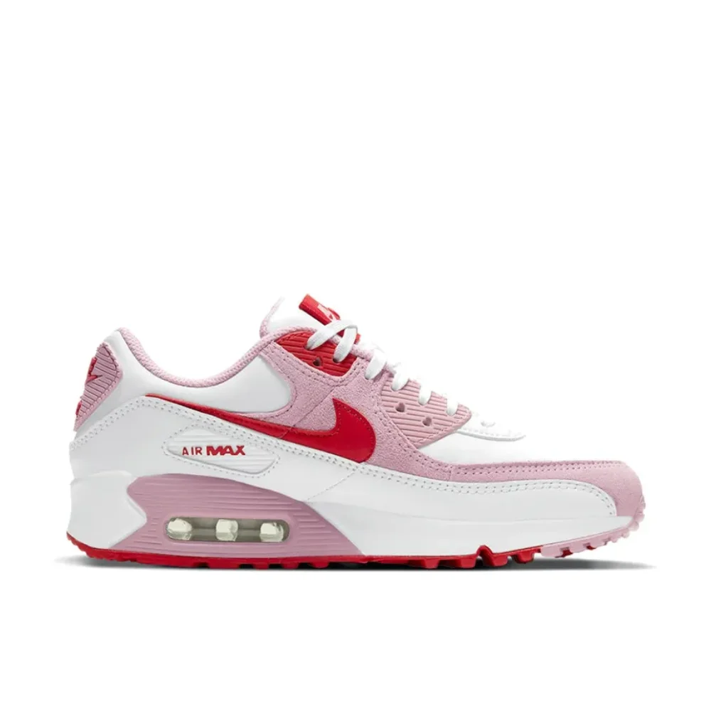 Nike Original AIR MAX 90 Low Women's Running Shoes Lightweight Breathable Casual Sneakers Pink and White Colorway