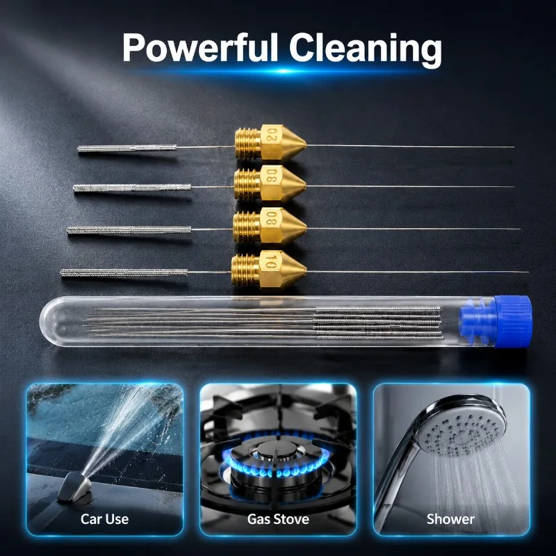 

Brass Stainless MK8 Sprinkler Needle Set E3D Printing Head Unclogging Steel Probe 3D Machine Maintenance Fixture Clog Clear