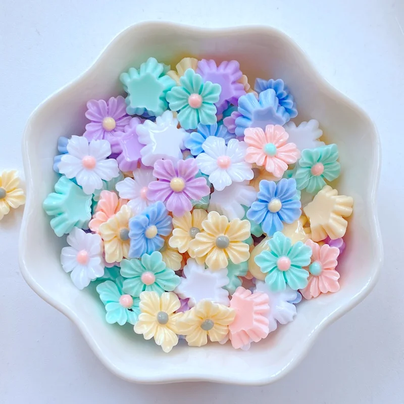 50pc 3D Resin Nail Cute Flower Head Series accessori per unghie Kawaii decorazione per unghie fai da te